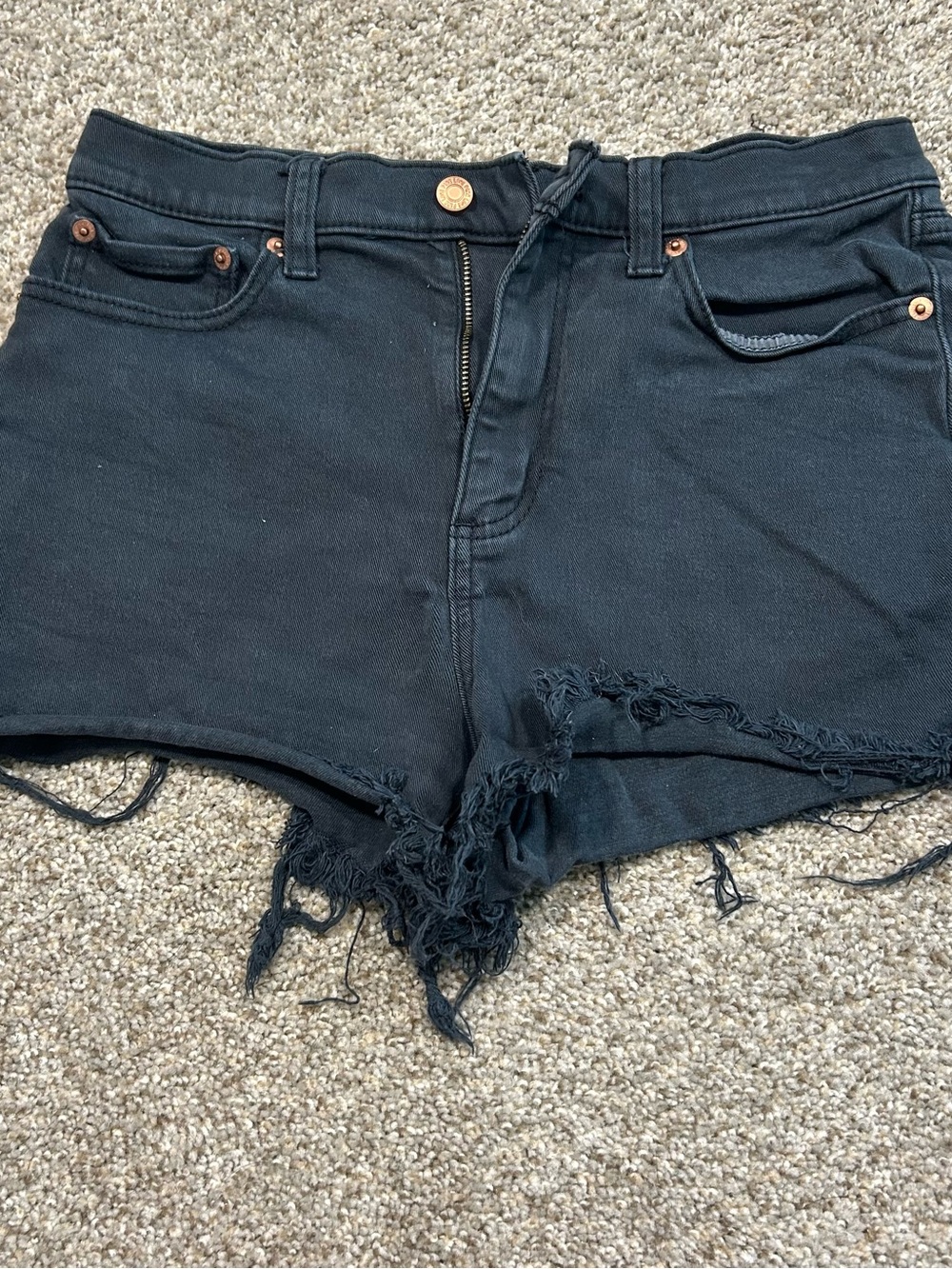 PINK Victoria's Secret Black Distressed Denim Cutoff Shorts - Picture 1 of 3